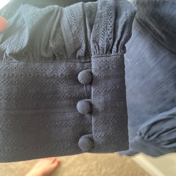 NWT ModCloth cotton blend navy mini dress Victorian inspired buttons size 10 M L - Picture 6 of 7